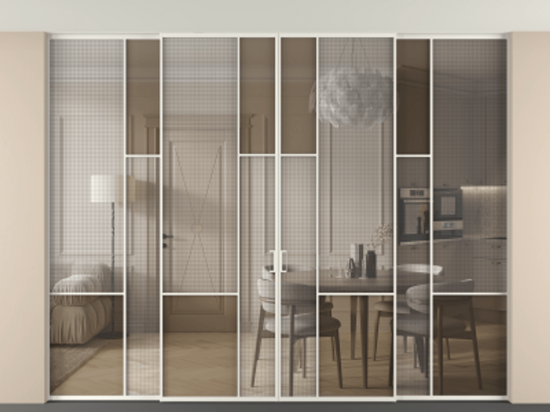 Перегородка Mosaic внутри проема четырёхстворчатая в потолок #VENDORCODE# #FURNISH# #GLASS# Цена #PRICE# #CURRENCY# | Volhovec