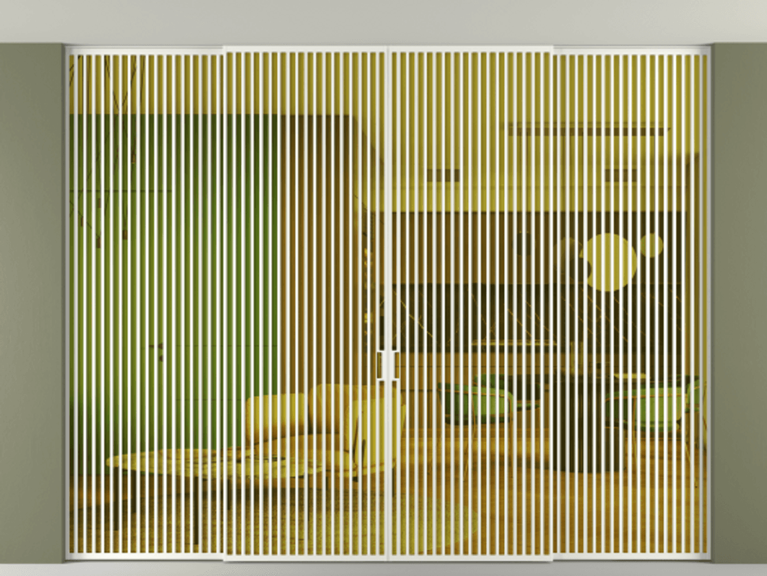 Межкомнатная дверь New Перегородка Formato внутри проёма четырёхстворчатая АЛПР 040.06 Алюминий светло-серый Прозрачное жёлтое стекло, триплекс, 6мм Цена 5416800  | Volhovec