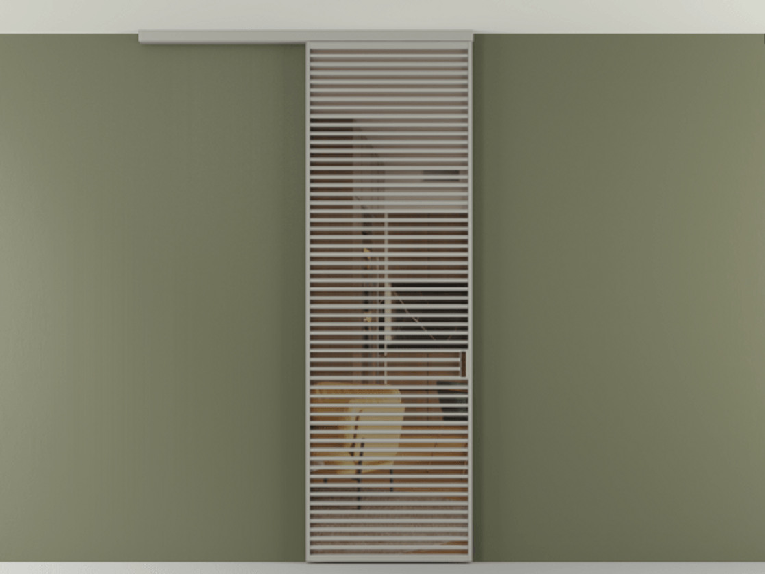 Перегородка Формато вдоль стены на потолок 1 створка АЛПР 040.07 Алюминий нейтральный серый Прозрачное бронзовое стекло, триплекс Цена 187228 ₽ | Volhovec