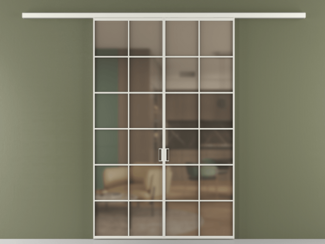 Перегородка Формато вдоль стены 2 створки АЛПР 040.05 Алюминий серый Сатинированное бронзовое стекло, триплекс Цена 207150 ₽ | Volhovec