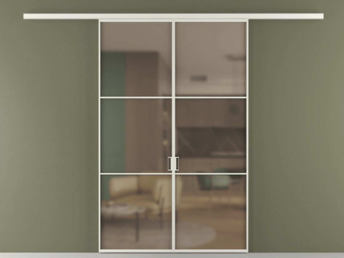 Перегородка Formato вдоль стены 2 створки АЛПР 040.03 Алюминий серый Сатинированное бронзовое стекло, триплекс Цена 233000 ₽ | Volhovec