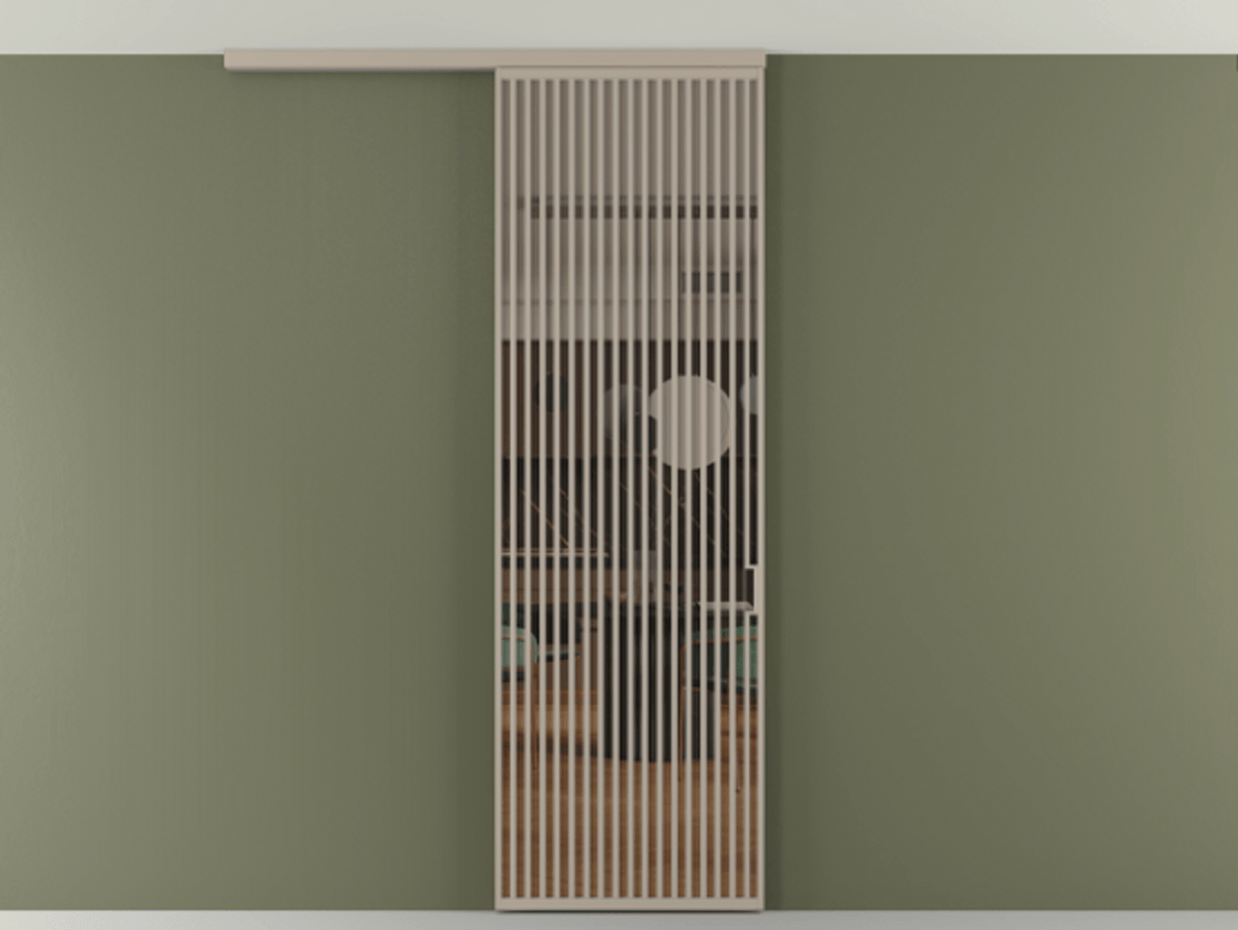 Перегородка Формато вдоль стены на потолок 1 створка АЛПР 040.06 Алюминий бисквитный Прозрачное бронзовое стекло, триплекс Цена 187228 ₽ | Volhovec