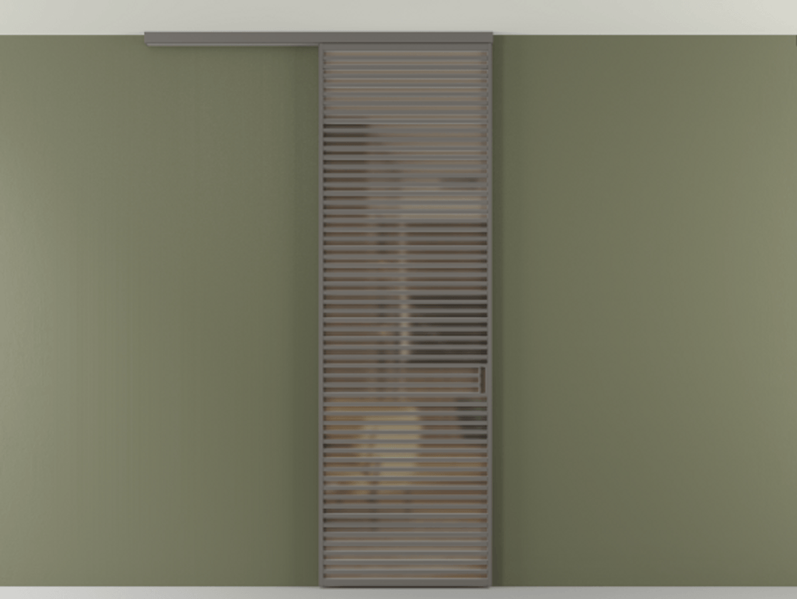 Перегородка Формато вдоль стены на потолок 1 створка АЛПР 040.07 Алюминий классический серый Сатинированное бронзовое стекло, триплекс Цена 187228 ₽ | Volhovec