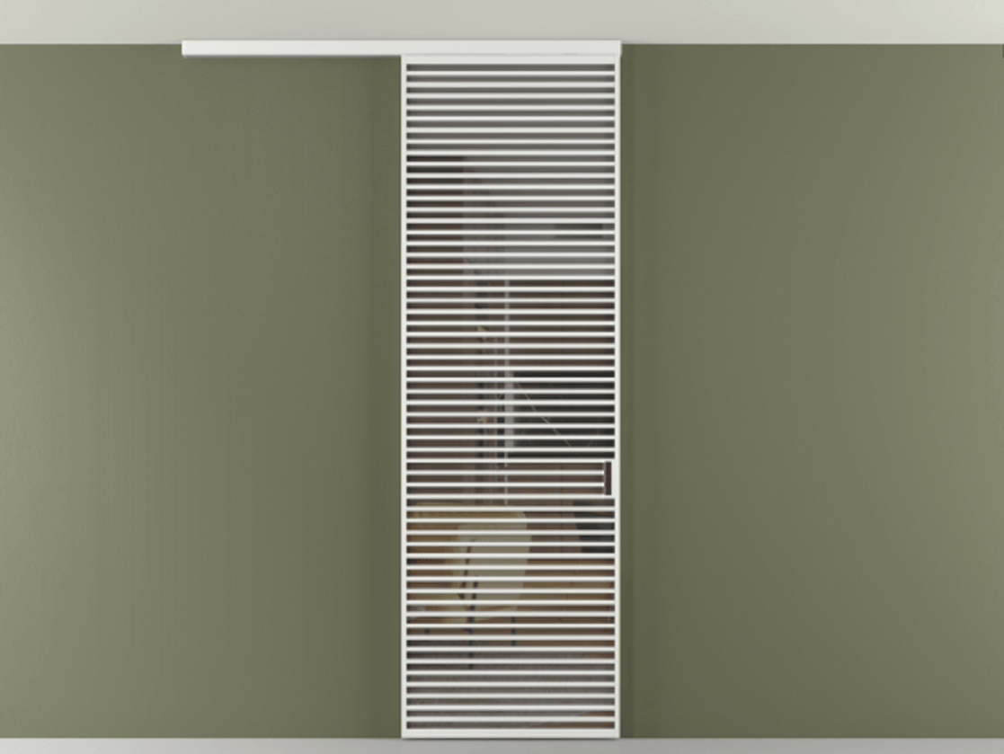 Перегородка Формато вдоль стены на потолок 1 створка АЛПР 040.07 Алюминий белоснежный Прозрачное серое стекло, триплекс Цена 187228 ₽ | Volhovec