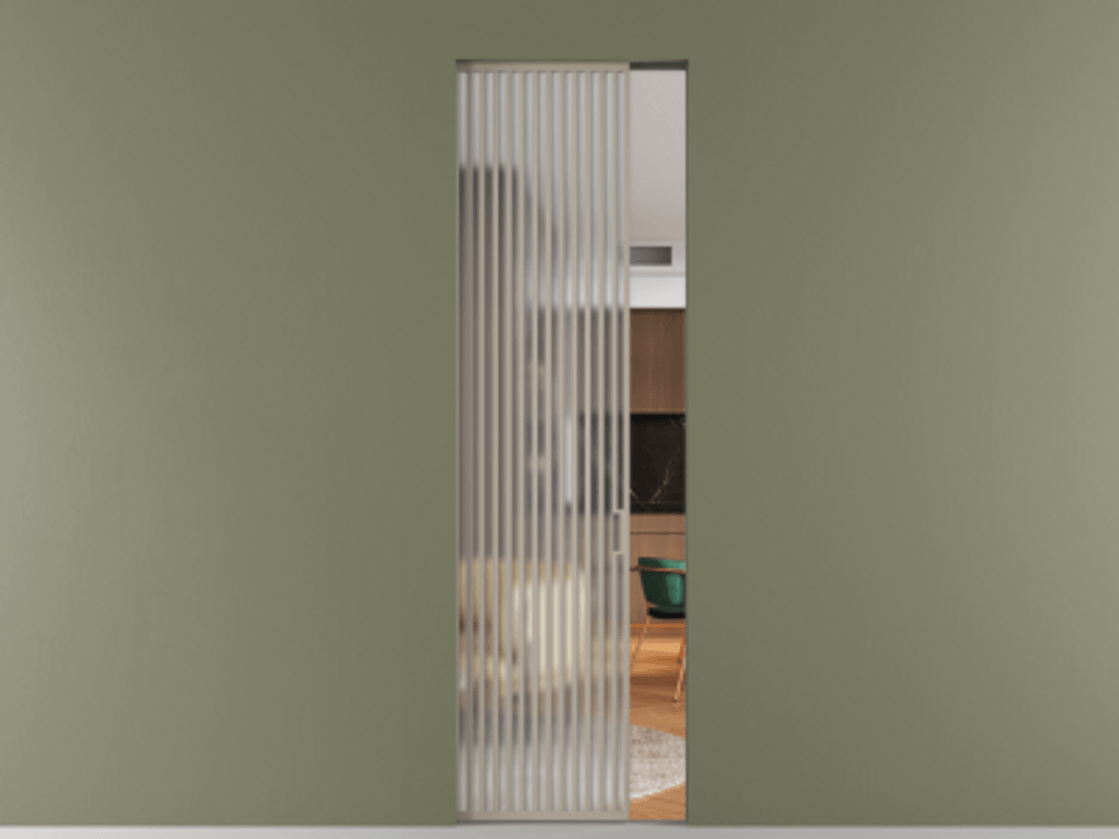 Перегородка Формато скрытый пенал 1 створка АЛПР 040.06 Алюминий бисквитный Сатинированное стекло "Мателюкс Кристал Вижн", калёное, матовое, каленое 6 мм Цена 240180 ₽ | Volhovec