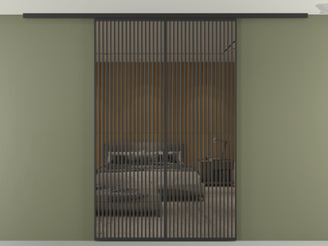 Перегородка Формато вдоль стены на потолок 2 створки АЛПР 040.06 Алюминий Черный Рефлективное бронзовое стекло "Стопсол", калёное Цена 364448 ₽ | Volhovec