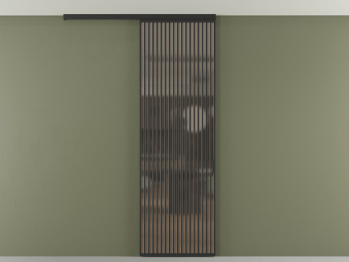 Перегородка Формато вдоль стены на потолок 1 створка АЛПР 040.06 Алюминий Черный Сатинированное бронзовое стекло, триплекс Цена 170160 ₽ | Volhovec