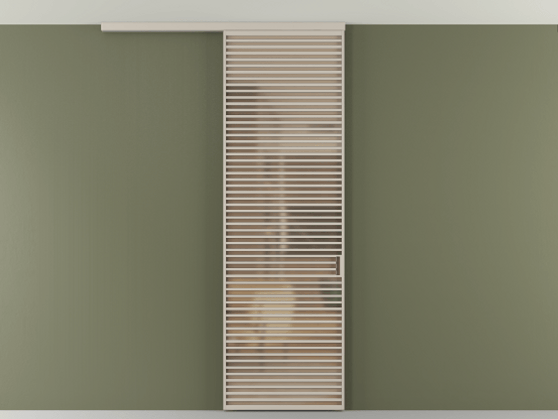 Перегородка Formato вдоль стены на потолок 1 створка АЛПР 040.07 Алюминий светло-бежевый Сатинированное оранжевое стекло, триплекс Цена 187228 ₽ | Volhovec