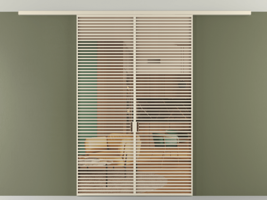 Перегородка Formato вдоль стены на потолок 2 створки АЛПР 040.07 Алюминий бежево-серый Прозрачное оранжевое стекло, триплекс Цена 443520 ₽ | Volhovec