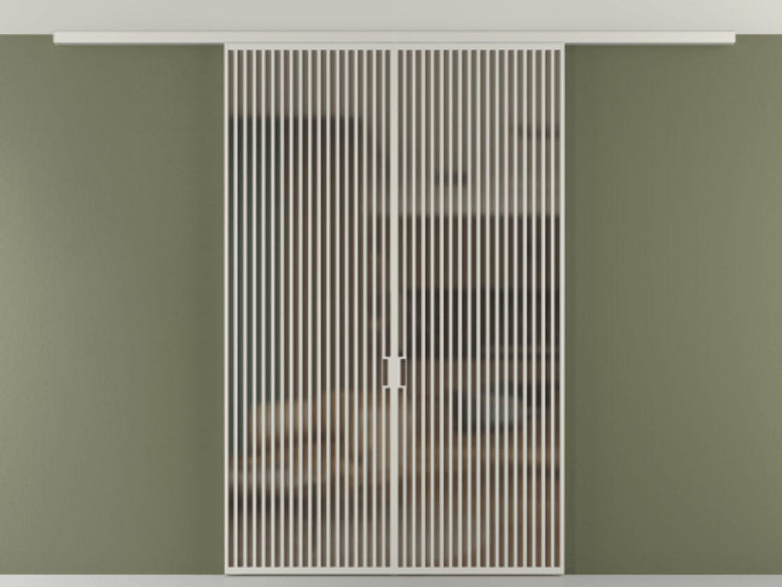 Перегородка Формато вдоль стены на потолок 2 створки АЛПР 040.06 Алюминий тёплый серый Сатинированное бронзовое стекло, триплекс Цена 443520 ₽ | Volhovec