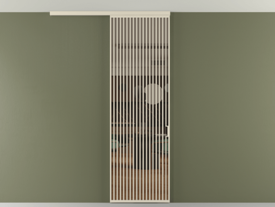 Перегородка Формато вдоль стены на потолок 1 створка АЛПР 040.06 Алюминий бежево-серый Прозрачное бронзовое стекло, триплекс Цена 177708 ₽ | Volhovec