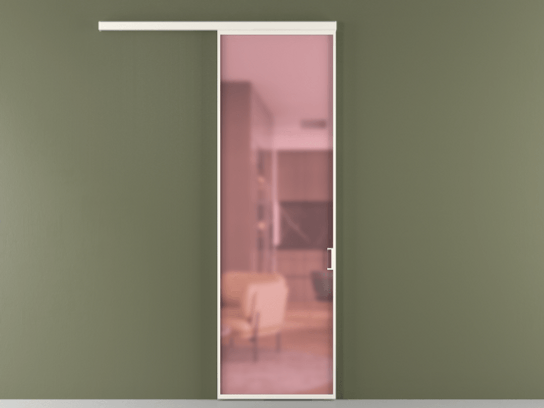 Перегородка Formato вдоль стены 1 створка АЛПР 040.01 Алюминий пудровый белый Сатинированное розовое стекло, триплекс Цена 101760 ₽  | Volhovec