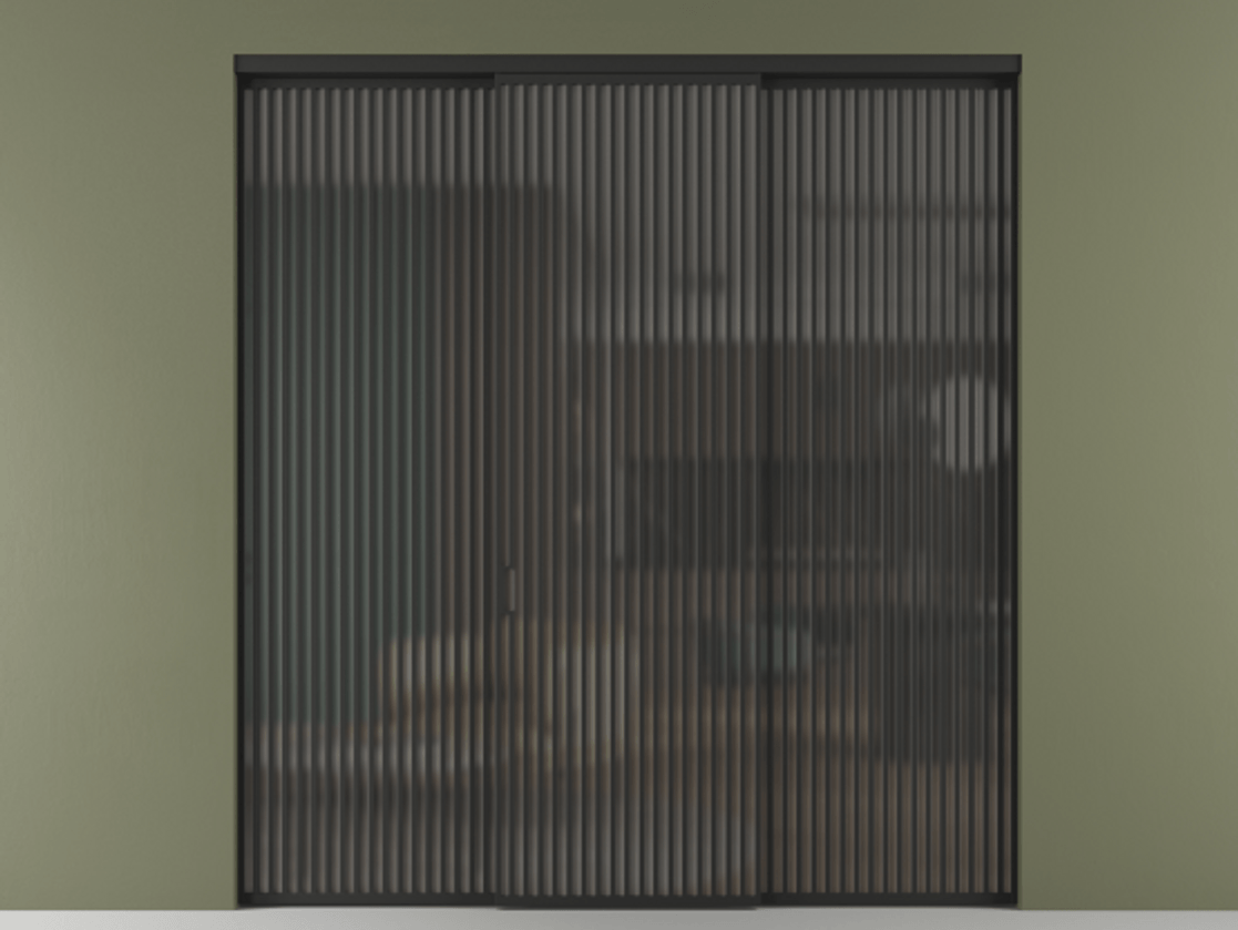 Перегородка Formato внутри проёма 3 створки АЛПР 040.06 Алюминий Черный Сатинированное серое стекло, триплекс Цена 437900 ₽ | Volhovec