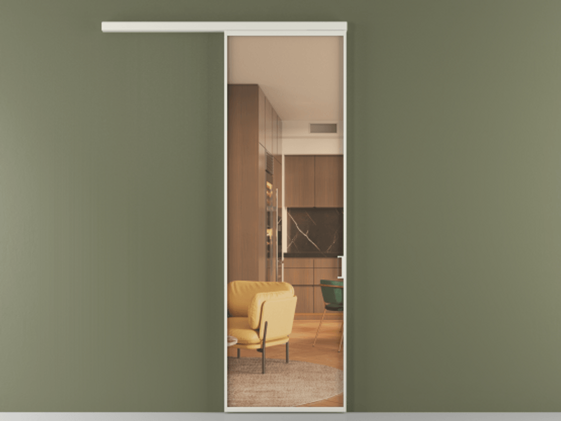 Перегородка Формато вдоль стены 1 створка АЛПР 040.01 Алюминий Белый Прозрачное оранжевое стекло, триплекс Цена 97740 ₽  | Volhovec