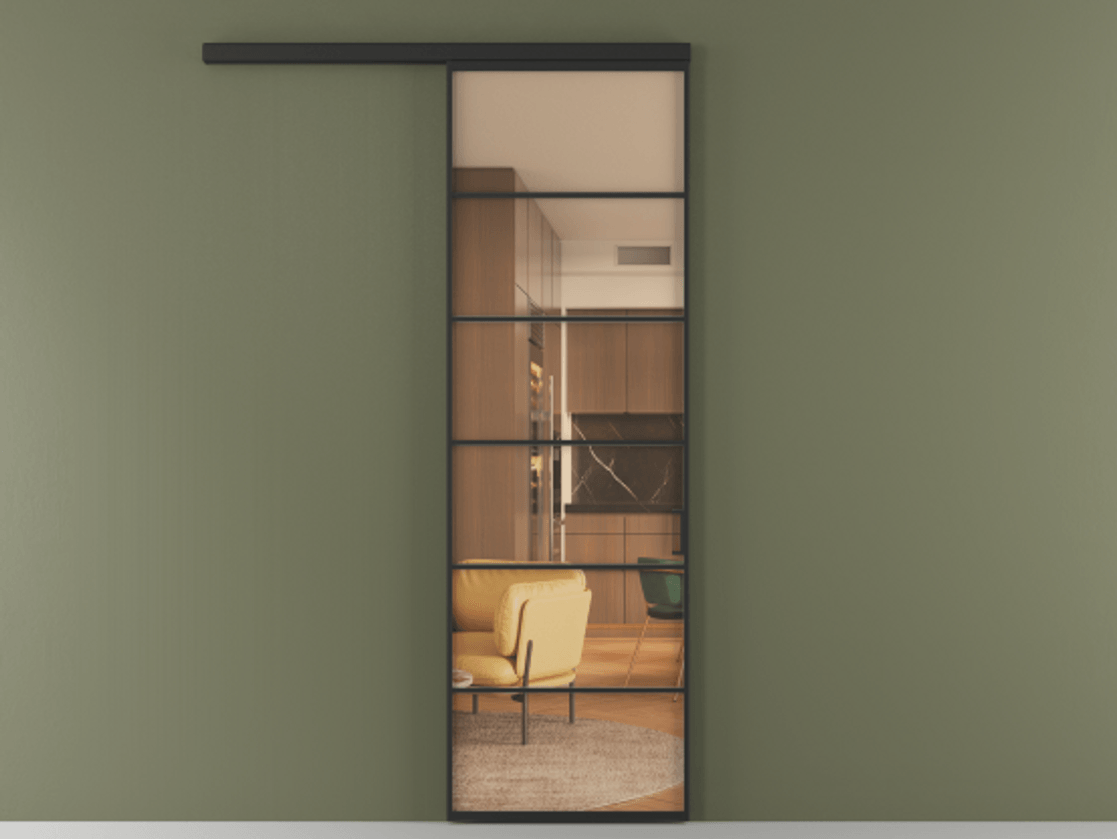 Перегородка Формато вдоль стены 1 створка АЛПР 040.04 Алюминий Черный Прозрачное оранжевое стекло, триплекс Цена 107820 ₽  | Volhovec