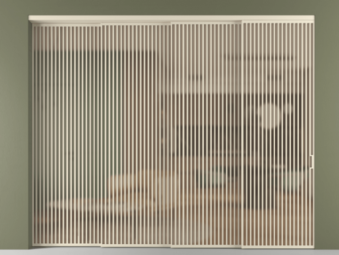 Межкомнатная дверь New Перегородка Formato внутри проёма телескопик синхро 3 АЛПР 040.06 Алюминий бежево-серый Сатинированное оранжевое стекло, триплекс Цена 876200  | Volhovec