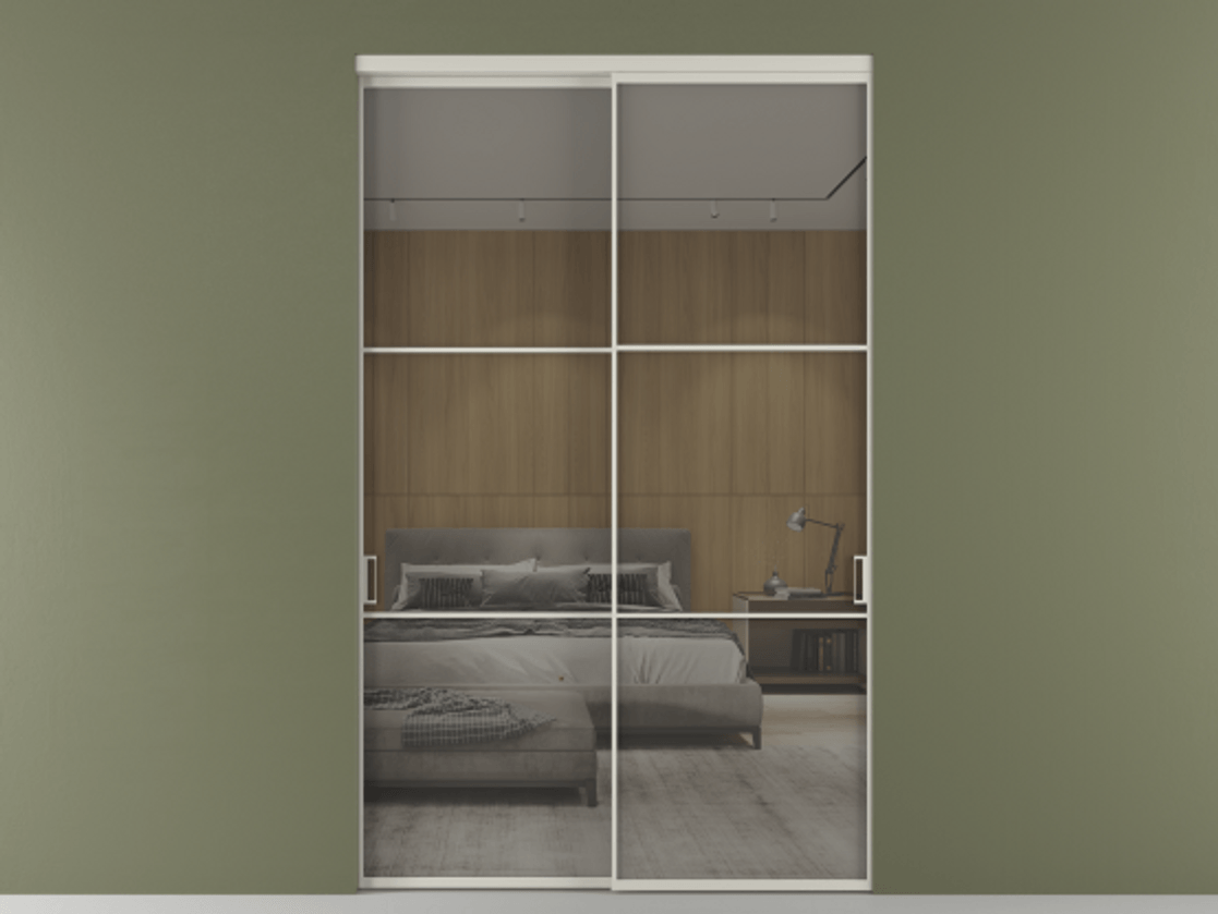 Перегородка Formato внутри проёма 2 створки АЛПР 040.03 Алюминий тёплый серый Рефлективное серое стекло "Stopsol", калёное Цена 478300 ₽  | Volhovec