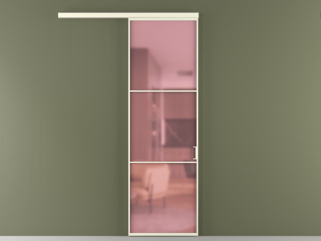 Перегородка Формато вдоль стены 1 створка АЛПР 040.03 Алюминий молочно-белый Сатинированное розовое стекло, триплекс Цена 106080 ₽  | Volhovec