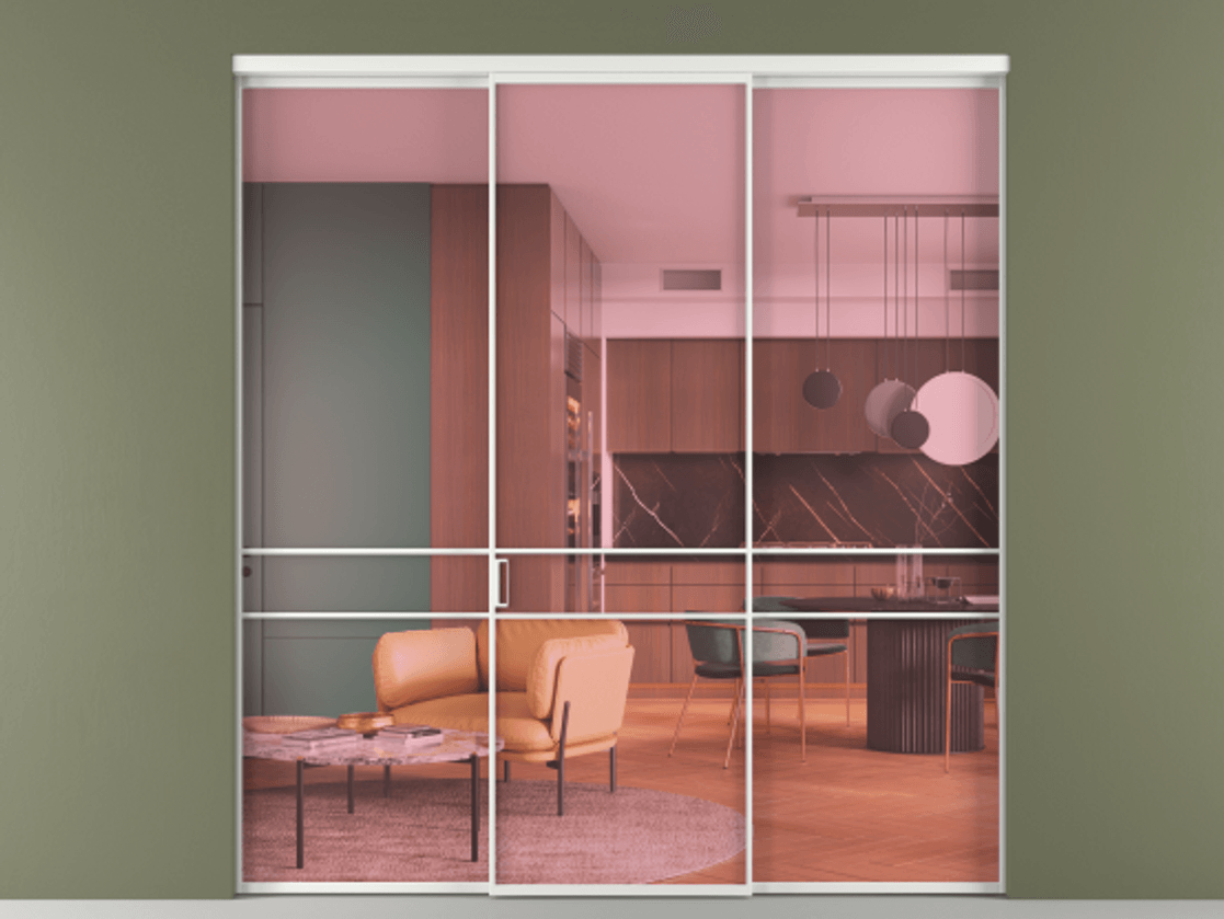 Перегородка Формато внутри проёма 3 створки АЛПР 040.02 Алюминий белоснежный Прозрачное розовое стекло, триплекс. Цена 237275 ₽ 1. Полотно 3 шт. (800/2100 мм)
2. Комплект установки раздвижной системы
3. Базовый комплект фурнитуры
4.Ручка Рондо. Фабрика дверей Волховец 8 (800) 551 43 19 Перегородка Формато внутри проёма 3 створки АЛПР 040.02 Алюминий белоснежный Прозрачное розовое стекло, триплекс Цена 237275 ₽ | Volhovec