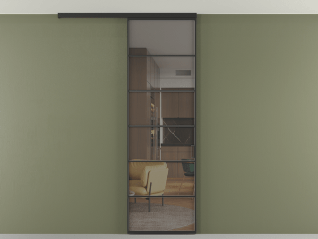 Перегородка Formato вдоль стены на потолок одностворчатая #VENDORCODE# #FURNISH# #GLASS# Цена #PRICE# #CURRENCY# | Volhovec