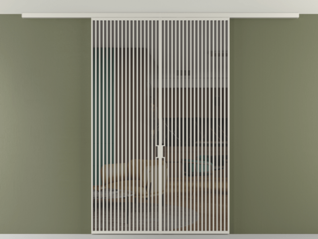 Перегородка Формато вдоль стены на потолок 2 створки АЛПР 040.06 Алюминий тёплый серый Прозрачное серое стекло, триплекс Цена 443520 ₽ | Volhovec