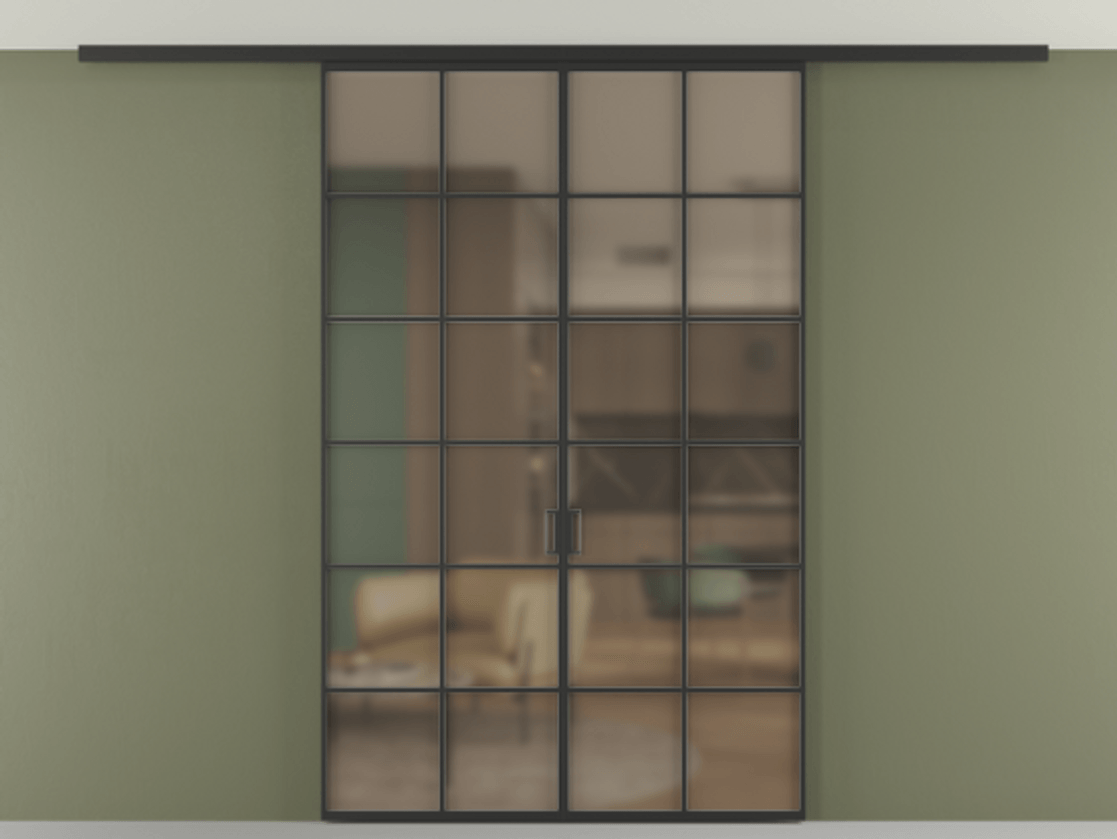 Перегородка Формато вдоль стены на потолок 2 створки АЛПР 040.05 Алюминий Черный Сатинированное бронзовое стекло, триплекс Цена 235180 ₽ | Volhovec