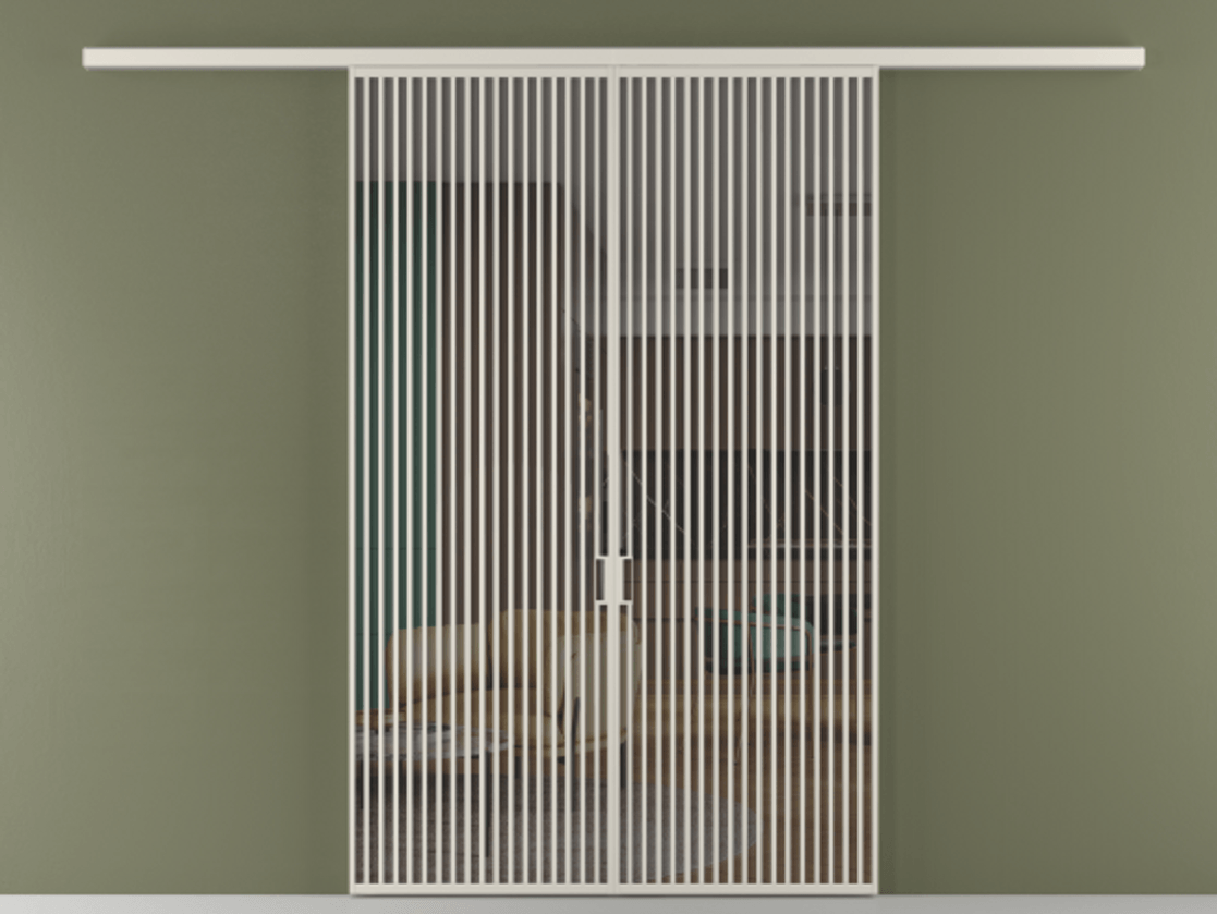 Перегородка Formato вдоль стены 2 створки АЛПР 040.06 Алюминий облачно-серый Прозрачное серое стекло, триплекс Цена 429000 ₽ | Volhovec