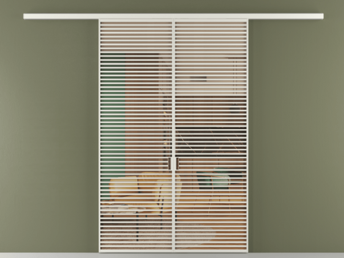 Перегородка Формато вдоль стены 2 створки АЛПР 040.07 Алюминий серый Прозрачное оранжевое стекло, триплекс Цена 342450 ₽ | Volhovec