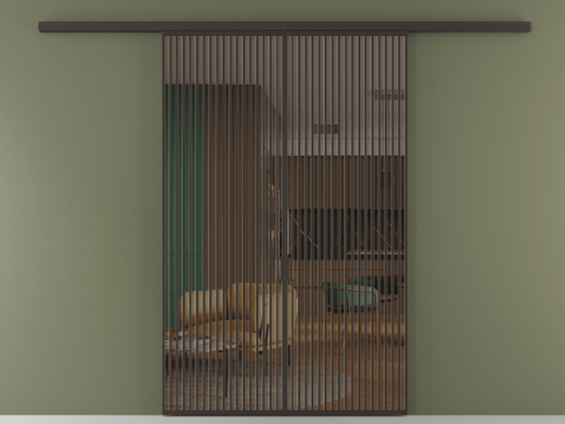 Перегородка Формато вдоль стены 2 створки АЛПР 040.06 Алюминий антрацит Прозрачное бронзовое стекло, триплекс Цена 342450 ₽ | Volhovec