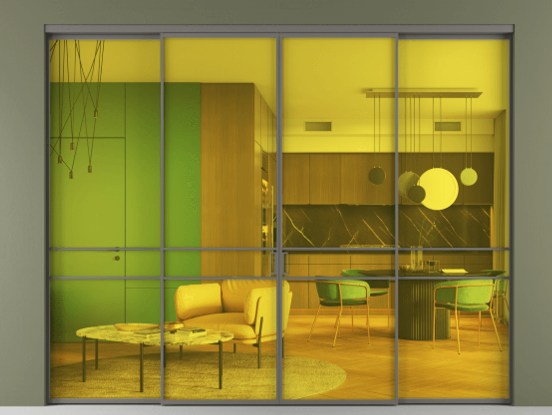 Перегородка Formato внутри проёма 4 створки АЛПР 040.02 Алюминий классический серый Прозрачное жёлтое стекло, триплекс. Цена 322100 ₽ 1. Полотно 4 шт. (800/2100 мм)
2. Комплект установки раздвижной системы
3. Базовый комплект фурнитуры
4.Ручка RONDO. Фабрика дверей Волховец 8 (800) 551 43 19 Перегородка Formato внутри проёма 4 створки АЛПР 040.02 Алюминий классический серый Прозрачное жёлтое стекло, триплекс Цена 322100 ₽ | Volhovec