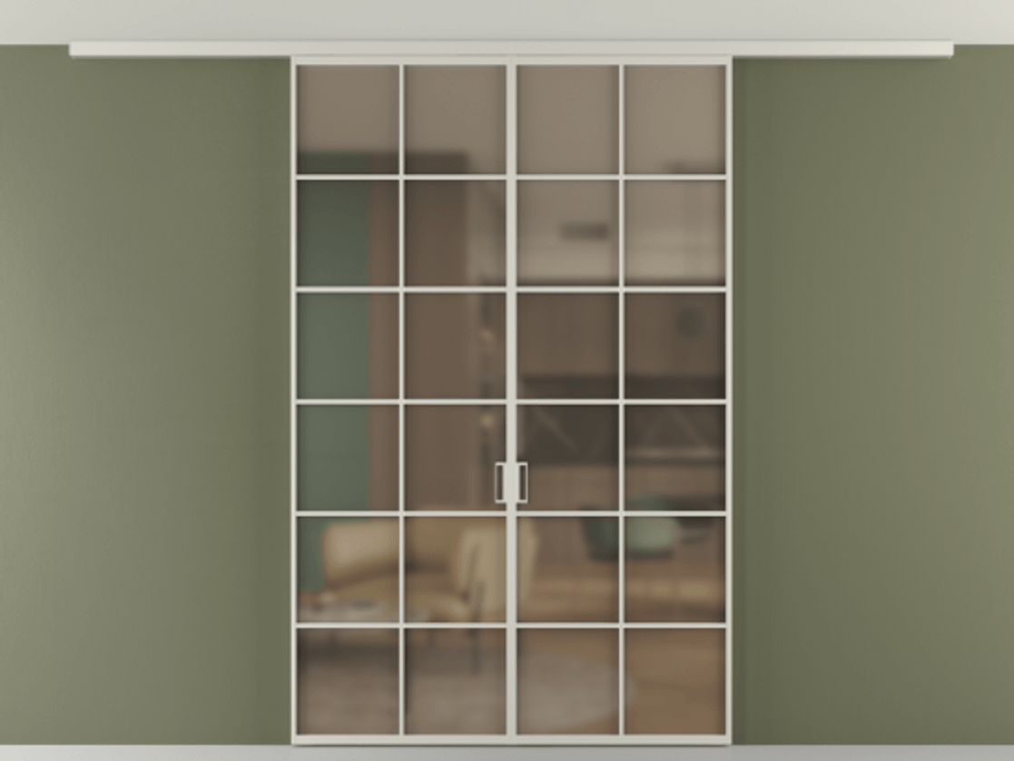 Перегородка Формато вдоль стены на потолок 2 створки АЛПР 040.05 Алюминий тёплый серый Сатинированное бронзовое стекло, триплекс Цена 245080 ₽ | Volhovec