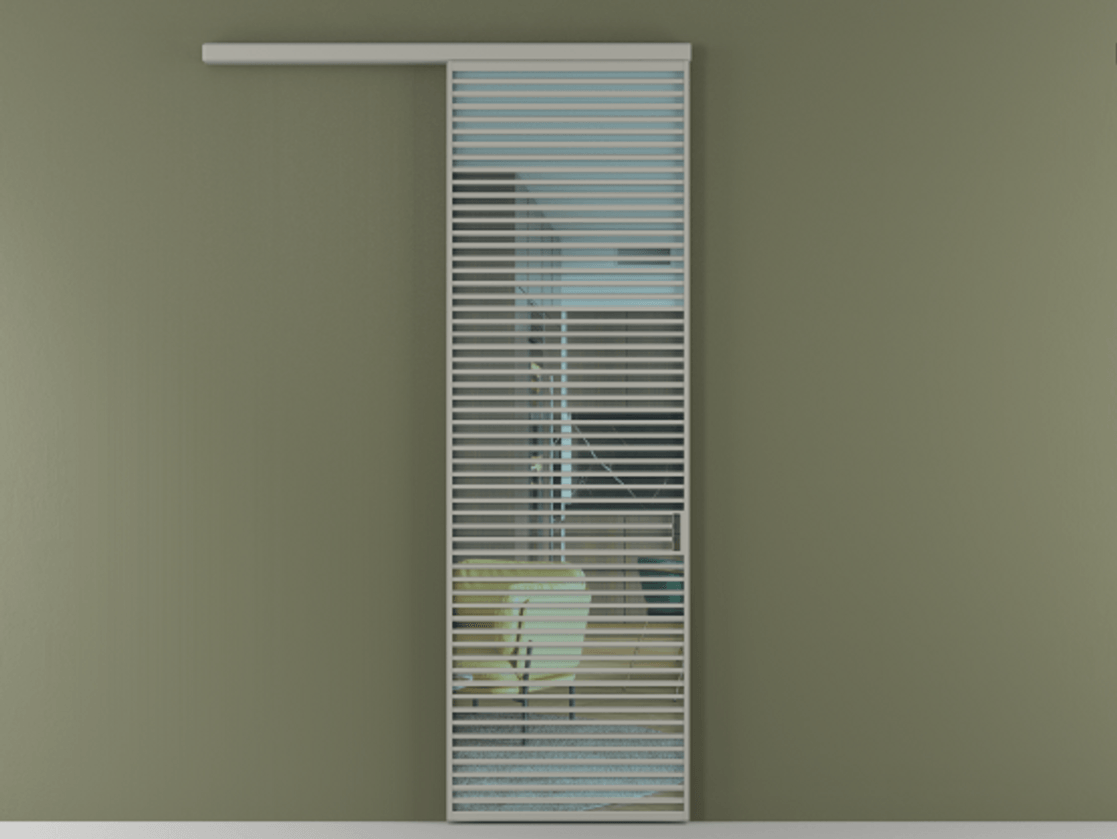 Перегородка Formato вдоль стены 1 створка АЛПР 040.07 Алюминий нейтральный серый Прозрачное голубое стекло, триплекс Цена 184480 ₽  | Volhovec