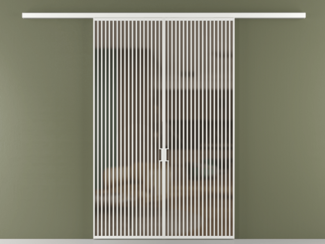 Перегородка Formato вдоль стены 2 створки АЛПР 040.06 Алюминий белоснежный Сатинированное бронзовое стекло, триплекс Цена 429000 ₽ | Volhovec