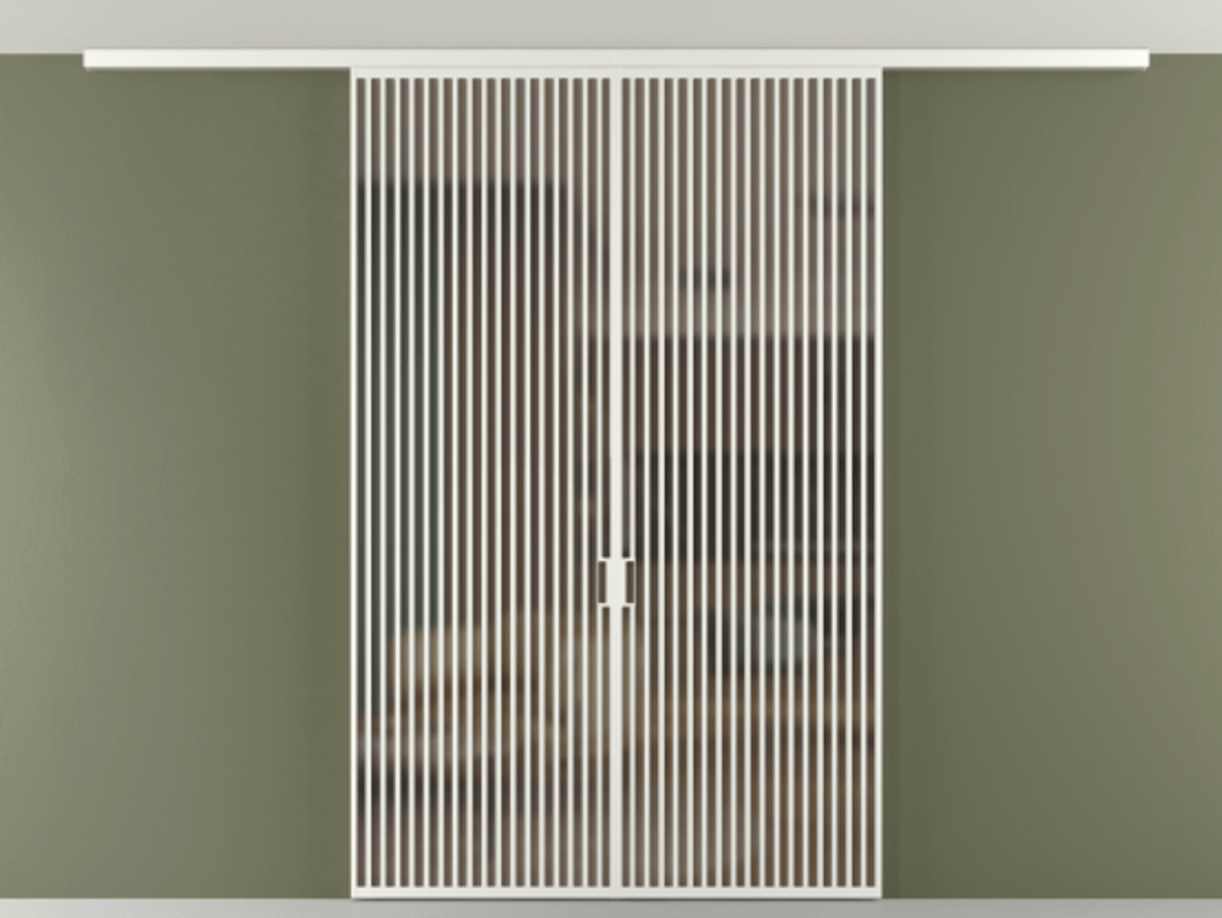 Перегородка Формато вдоль стены на потолок 2 створки АЛПР 040.06 Алюминий светло-серый Сатинированное бронзовое стекло, триплекс Цена 443520 ₽ | Volhovec