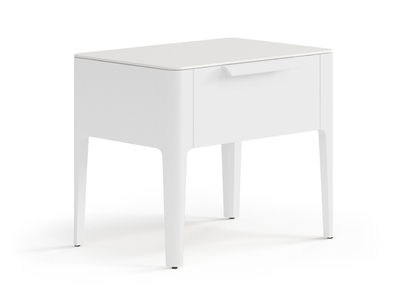 Мебель Тумба прикроватная Piega 1 ящик. Цвет Матовый светло-серый. Материал Гладкая эмаль. Коллекция Тумба прикроватная Piega 1 ящик. Картинка.