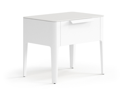 Мебель Тумба прикроватная Piega 1 ящик. Цвет Матовый белоснежный. Материал Гладкая эмаль. Коллекция Тумба прикроватная Piega 1 ящик. Картинка.