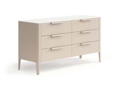Мебель Комод Piega 6 ящиков. Цвет Матовый бисквитный. Материал Гладкая эмаль. Коллекция Комод Piega 6 ящиков. Картинка.