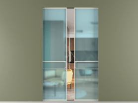 Алюминевая перегородка АЛПР 040.02 МЖМ САТ ГОЛ. Цвет Алюминий жемчужный. Материал Алюминий в эмали. Коллекция Перегородка Formato скрытый пенал двустворчатая. Картинка.