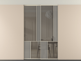 Алюминевая перегородка vntp2_1 Алюминий бежево-серый Серый сатин матовое + Серый прозрачное. Цвет Алюминий бежево-серый. Материал Алюминий в эмали. Коллекция New Перегородка Mosaic внутри проёма двустворчатая со скрытым креплением в потолок. Фото. Алюминевая перегородка vntp2_1 Алюминий бежево-серый Серый сатин матовое + Серый прозрачное. Цвет Алюминий бежево-серый. Материал Алюминий в эмали. Коллекция New Перегородка Mosaic внутри проёма двустворчатая со скрытым креплением в потолок. Картинка.