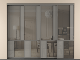 Алюминевая перегородка vntl4_1_АКЛС_Серый сатин триплекс+Серый триплекс_new. Цвет Алюминий классический серый. Материал Алюминий в эмали. Коллекция Перегородка Mosaic внутри проёма телескопик синхро 3. Картинка.