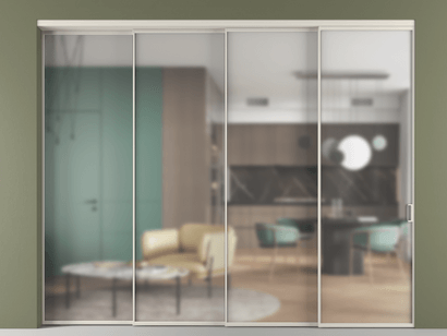 Алюминевая перегородка АЛПР 040.01_АОС_Matelux Crystalvision_new. Цвет Алюминий облачно-серый. Материал Алюминий в эмали. Коллекция Перегородка Formato внутри проёма телескопик синхро 3. Картинка.