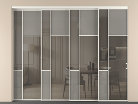 Алюминевая перегородка vntl4_5 БЕЛ. Цвет Алюминий Белый. Материал Алюминий. Коллекция Перегородка Mosaic внутри проёма телескопик синхро 3. Картинка.