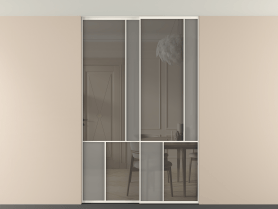 Алюминевая перегородка vntp2_1 Алюминий пудровый белый Серый сатин матовое + Серый прозрачное. Цвет Алюминий пудровый белый. Материал Алюминий в эмали. Коллекция New Перегородка Mosaic внутри проёма двустворчатая со скрытым креплением в потолок. Фото. Алюминевая перегородка vntp2_1 Алюминий пудровый белый Серый сатин матовое + Серый прозрачное. Цвет Алюминий пудровый белый. Материал Алюминий в эмали. Коллекция New Перегородка Mosaic внутри проёма двустворчатая со скрытым креплением в потолок. Картинка.