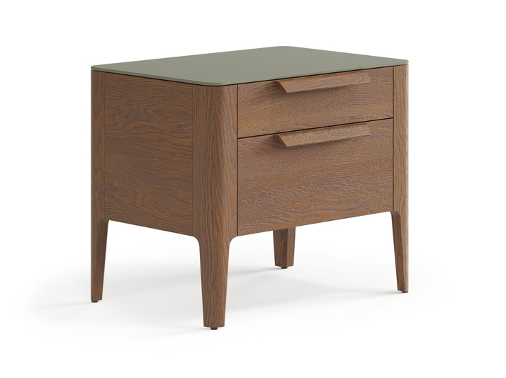 Мебель Тумба прикроватная Пьега 2 ящика. Цвет Дуб каштановый матовый. Материал Массив дуба матовый. Коллекция Тумба прикроватная Пьега 2 ящика. Картинка.