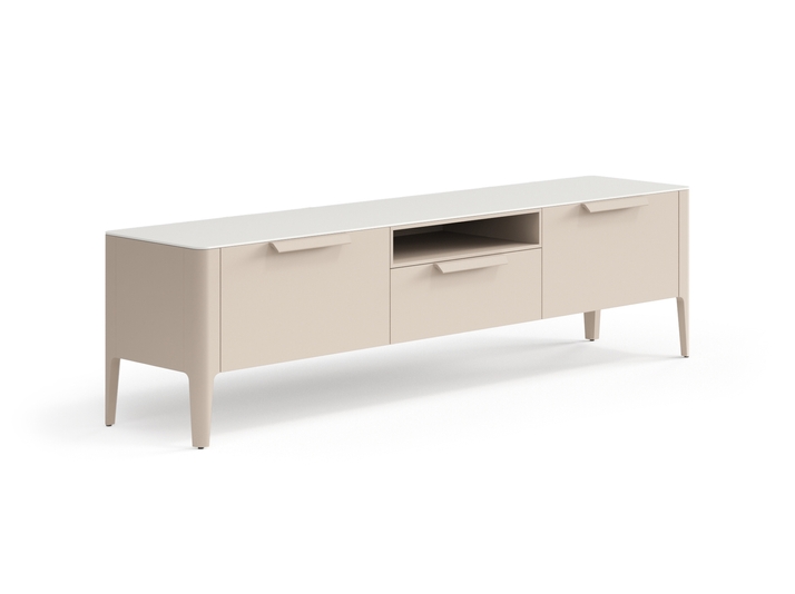 Мебель ТВ тумба Piega. Цвет Матовый бисквитный. Материал Гладкая эмаль. Коллекция ТВ тумба Piega. Картинка.