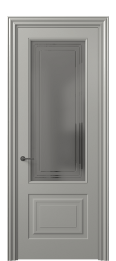 Дверь межкомнатная 8452 МНСР Серый сатин с гравировкой. Цвет Матовый нейтральный серый. Материал Гладкая эмаль. Коллекция Mascot. Картинка.