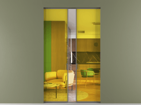 Алюминевая перегородка АЛПР 040.01 МКЛС ПРОЗ ЖЕЛ. Цвет Алюминий классический серый. Материал Алюминий в эмали. Коллекция Перегородка Formato скрытый пенал 2 створки. Картинка.