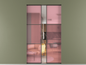 Алюминевая перегородка АЛПР 040.03 МАН САТ РОЗ. Цвет Алюминий антрацит. Материал Алюминий в эмали. Коллекция Перегородка Формато скрытый пенал 2 створки. Картинка.