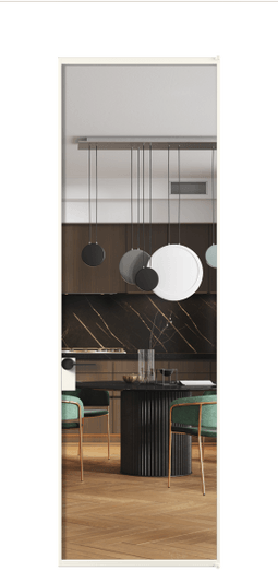 Дверь межкомнатная АЛПЛ040.01 АПБЛ Crystalvision. Цвет Алюминий пудровый белый. Материал Алюминий в эмали. Коллекция Formato. Картинка.