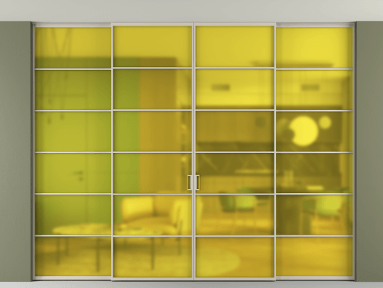 Алюминевая перегородка АЛПР 040.04_АСБЖ_САТ ЖЕЛ_new. Цвет Алюминий светло-бежевый. Материал Алюминий в эмали. Коллекция Перегородка Formato внутри проёма скрытое крепление в потолок 4 створки. Фото. Алюминевая перегородка АЛПР 040.04_АСБЖ_САТ ЖЕЛ_new. Цвет Алюминий светло-бежевый. Материал Алюминий в эмали. Коллекция Перегородка Formato внутри проёма скрытое крепление в потолок 4 створки. Картинка.